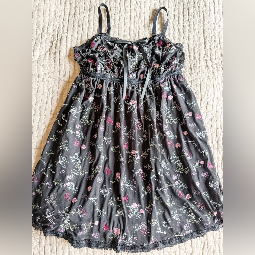 Thorn & Fable Black Floral Mini Dress